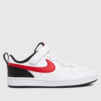 Image of Nike White & Red Court Borough Low 2 Trainers Junior