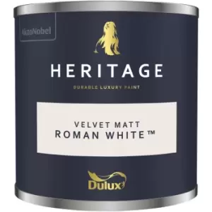 Image of Dulux Heritage Velvet Matt Roman White Matt Emulsion Paint 125ml