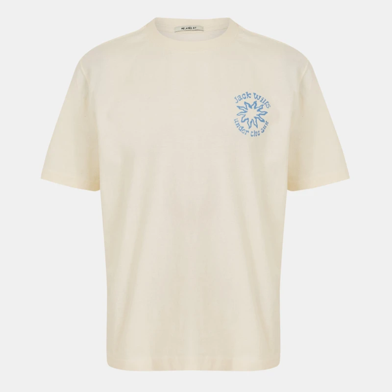 Image of Jack Wills Mens Sun Graphic Regular Fit T-Shirt Bone male S
