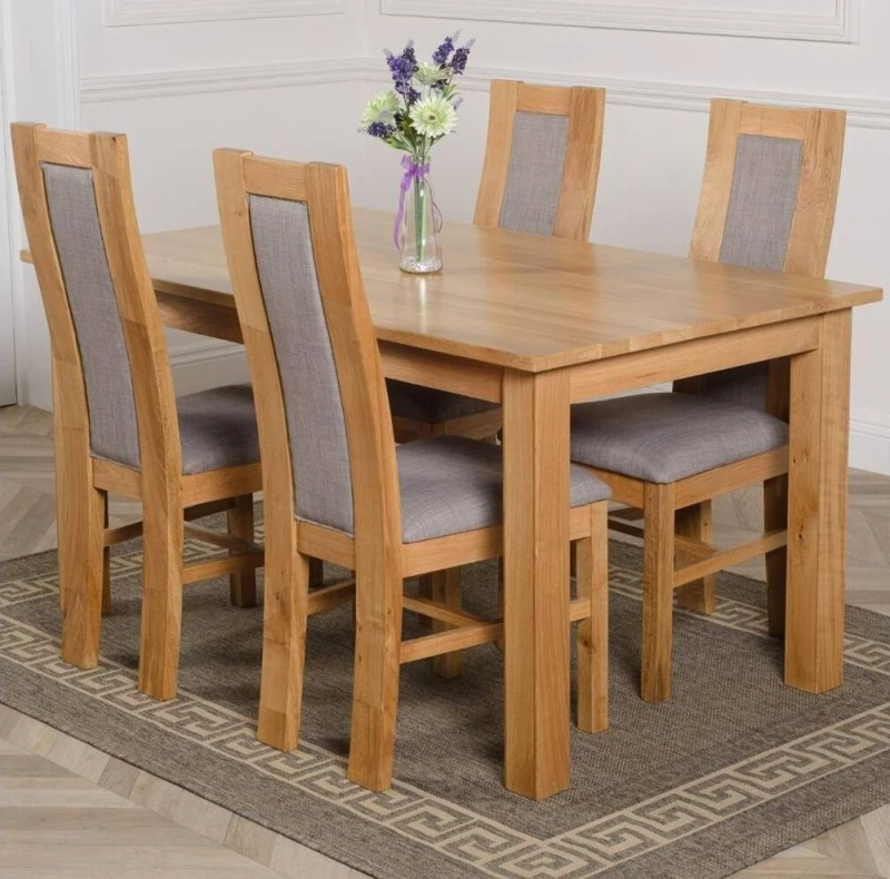 Image of Thats Furniture Oslo 150 x 90cm Medium Oak Dining Table & 4 Stanford Chairs in Brown Brown Unisex 150 x 90 cm
