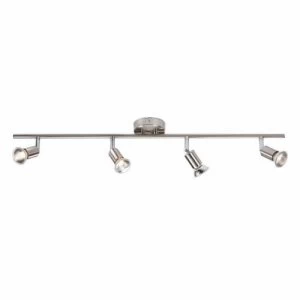 Image of KnightsBridge Ceiling Light GU10 50 Watt 4 Spotlight Bar Brushed Chrome LED Compatible
