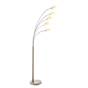 Image of Jaspa LED 5 Light Floor Lamp Satin Nickel, White Glass