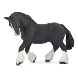 Image of PAPO Horse and Ponies Black Shire Horse Toy Figure, Three Years or Above, Black/White (51517)