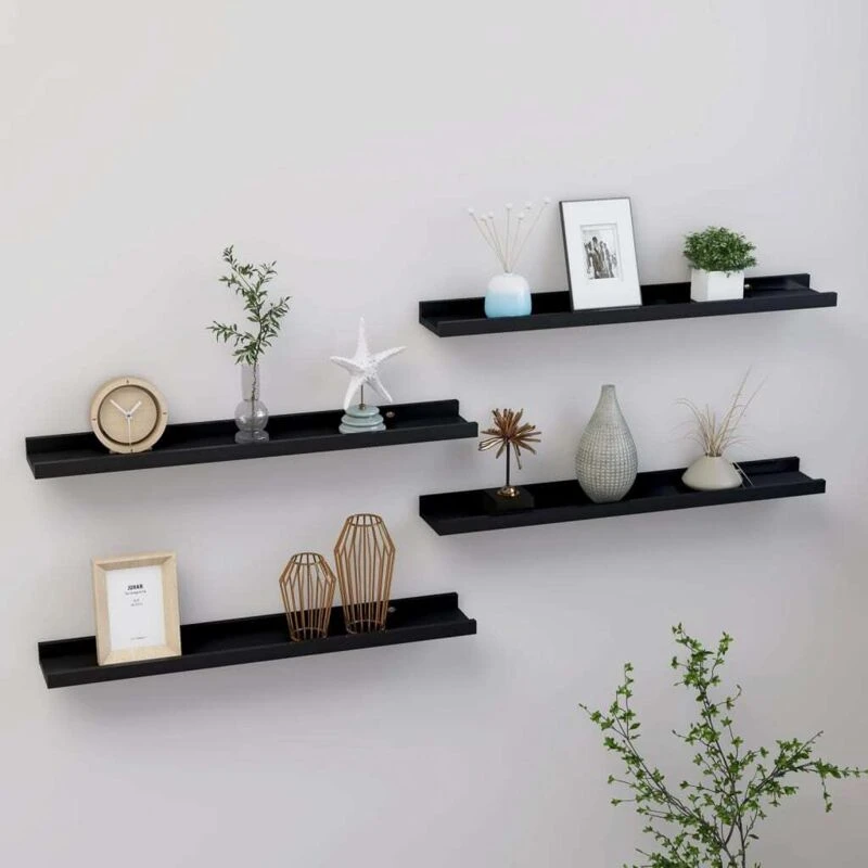 Image of VIDAXL Wall Shelves 4 pcs Black 60x9x3cm Vidaxl 8720286417690
