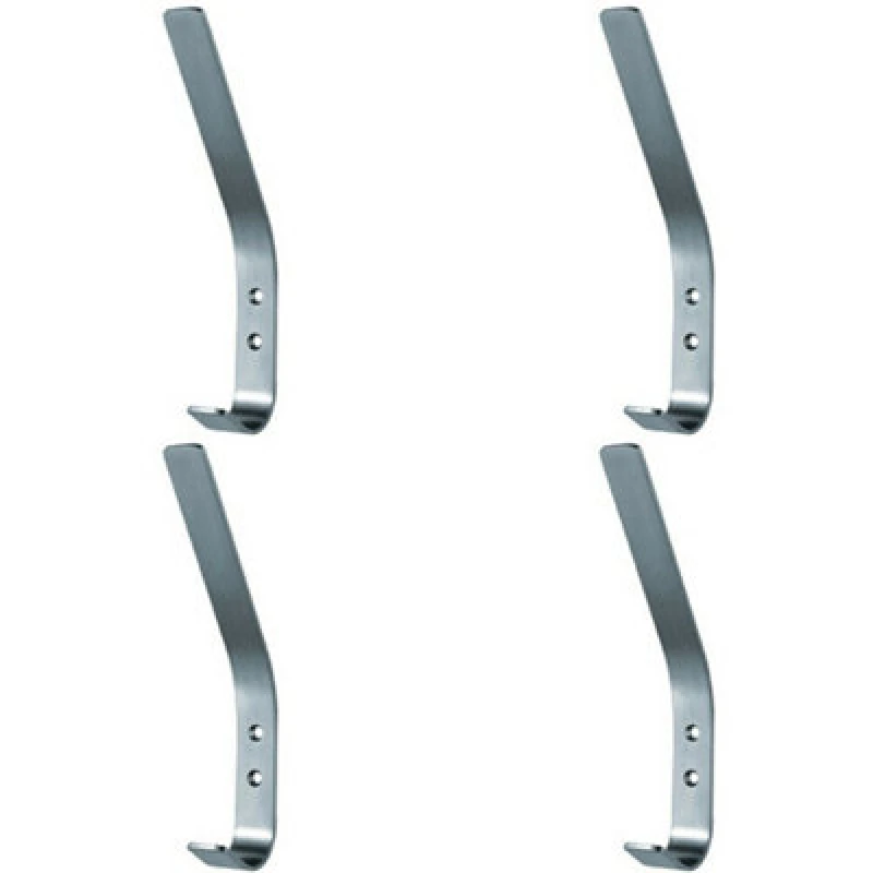 Image of Loops 4x Flat Bar One Piece Hat & Coat Hook 60mm Projecion Satin Stainless Steel Metallics