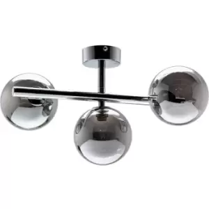 Image of Zumaline Lighting - Zumaline Luna Globe Ceiling Light, Chrome, 3x G9