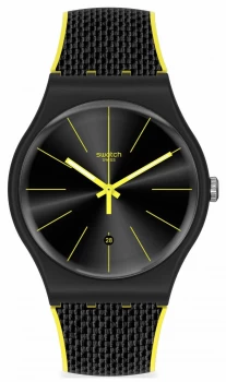 Image of Swatch NIGHT CORD Silicone Strap Quartz SUOB406 Watch
