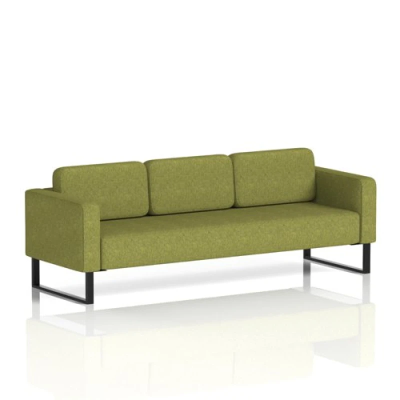 Image of Brixworth Office Sofa 3 Seater with Black Legs in Rivet Fabric - Olive