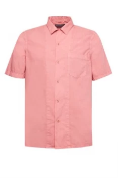 Image of Mens French Connection Garment Dye Poplin Short Sleeve Shirt Cherry