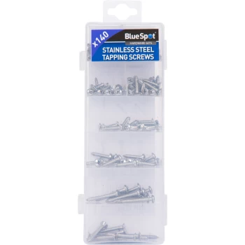 Image of 40544 140 Piece Assorted Stainless Steel Tapping Screw Set - Bluespot