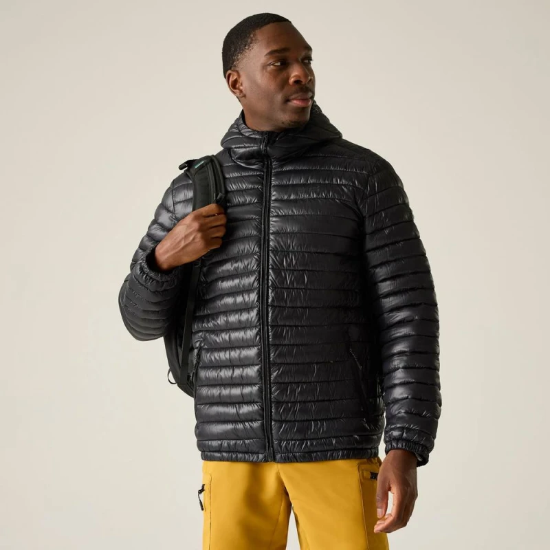 Image of Regatta Mens Hurden Water-Repellent Lightweight Quilted Jacket in Jet Black Size: Medium Jet Black Male M