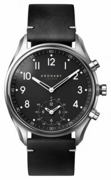 Image of Kronaby 43mm APEX Bluetooth Black Leather Strap A1000-1399 Watch