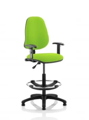 Image of Eclipse I Lever Task Operator Chair Lime Fully Bespoke Colour With Height Adjustable Arms with Hi Rise Draughtsman Kit