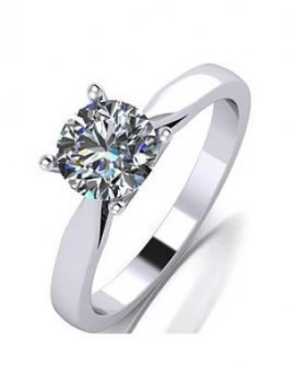Image of Moissanite Platinum 1ct Moissanite Solitaire Ring, Platinum Size M Women