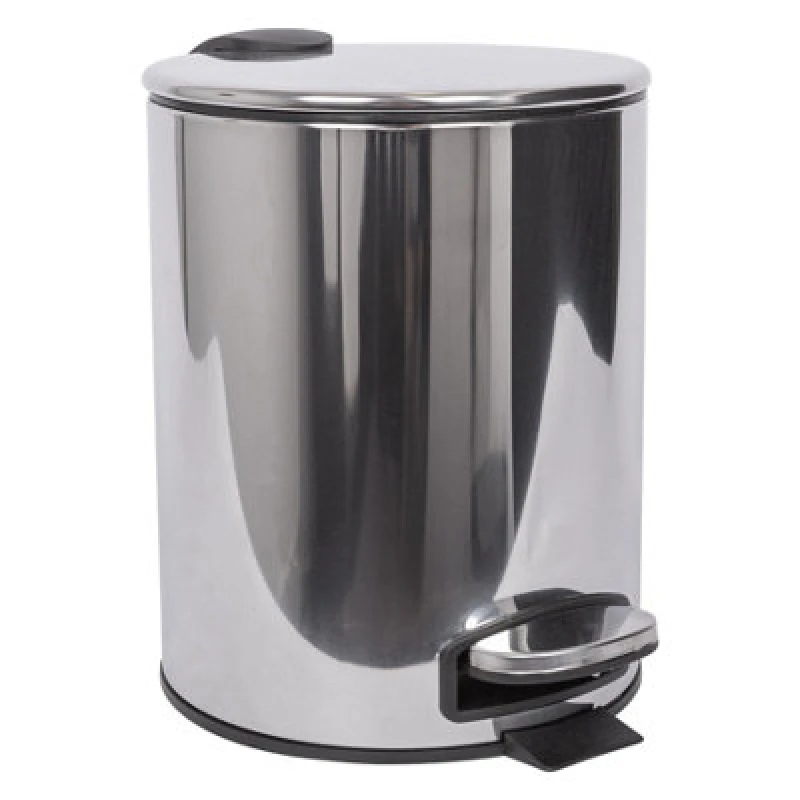 Image of Harbour Housewares Round Stainless Steel Pedal Bin - 5L - Chrome Silver unisex
