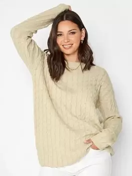 Image of Long Tall Sally Neutral Cable Funnel Neck Jumper, Natural, Size 8-10, Women