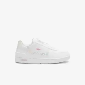 Image of Lacoste Juniors' T-Clip Synthetic Popped Heel Trainers Size 2 UK Junior White