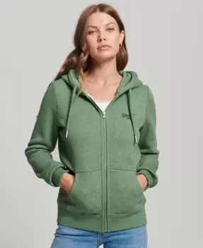 Image of Superdry Womens Organic Cotton Vintage Logo Embroidered Zip Hoodie Green / Winter Mint Marl - Size: 12