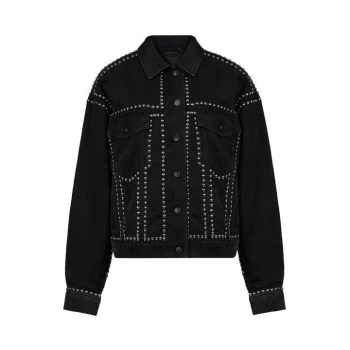 Image of AllSaints Bella Studded Denim Jacket - Black