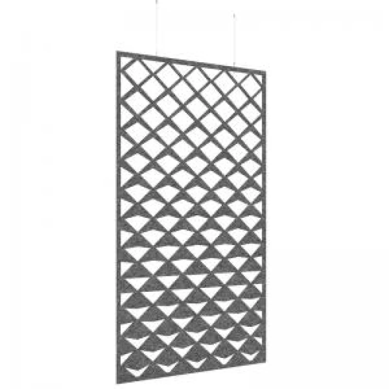 Image of Piano Chords Acoustic Patterned Hanging Screens In Dark Grey H2400 x W1200mm with Hanging Wires And Hooks - Reflection