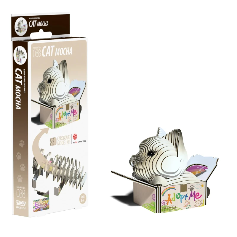 Image of Eugy Cat Mocha 3D Craft Kit Multi