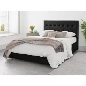 Image of Presley Ottoman Upholstered Bed, Plush Velvet, Ebony - Ottoman Bed Size Small Double (120x190)