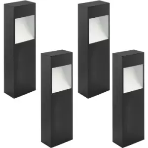 Image of 4 PACK IP44 Outdoor Pedestal Light Anthracite & White Square Post 10W LED