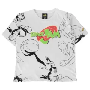 Image of Hype x Space Jam Retro Character Logo Kids Oversized T Shirt - White