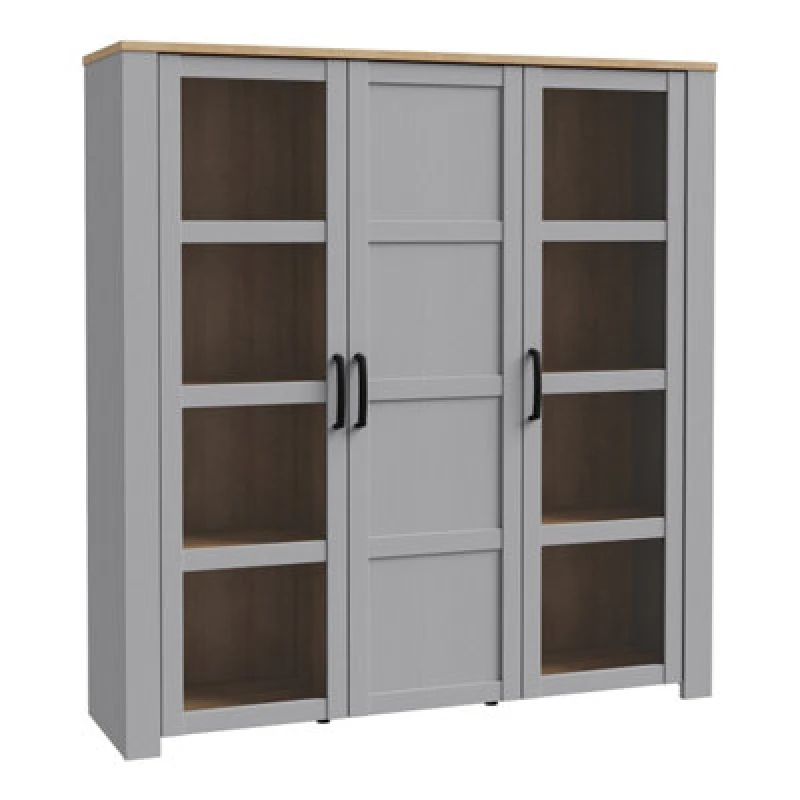 Image of Furniture To Go Bohol Large Display Cabinet Inc. 4X LED Lights In Riviera Oak/grey Oak