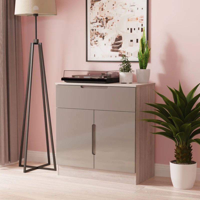 Image of Ready Assembled 2 U Lucca 1 Drawer 2 Door Sideboard (Ready Assembled) in Grey Grey Unisex