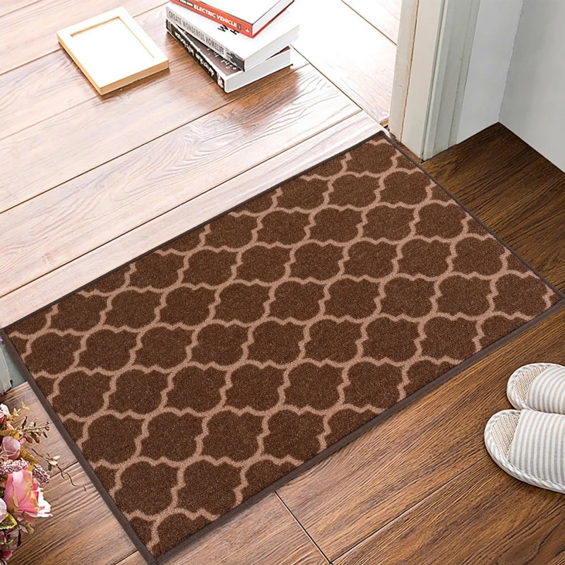 Image of Smart Living Smart Living Trellis Heavy Duty Machine Washable Hallway Kitchen Non Slip Door Mat in Brown Size: 80cm x 300cm Brown 80cm x 300cm Unise