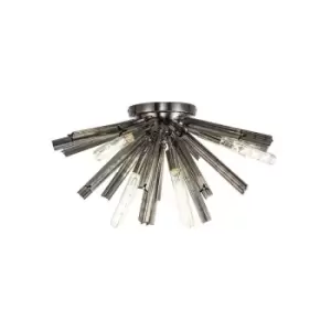 Image of Luminosa 6 Light E14, Semi Flush Polished Nickel , Smoke Glass