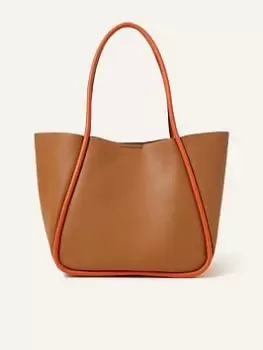 Image of Accessorize Contrast Piping Shoulder Bag, Brown, Women