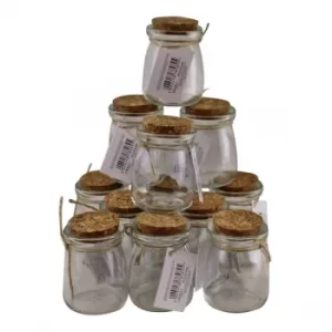 Image of Set of 12 Small, Craft Storage Glass Jars With Cork Stoppers