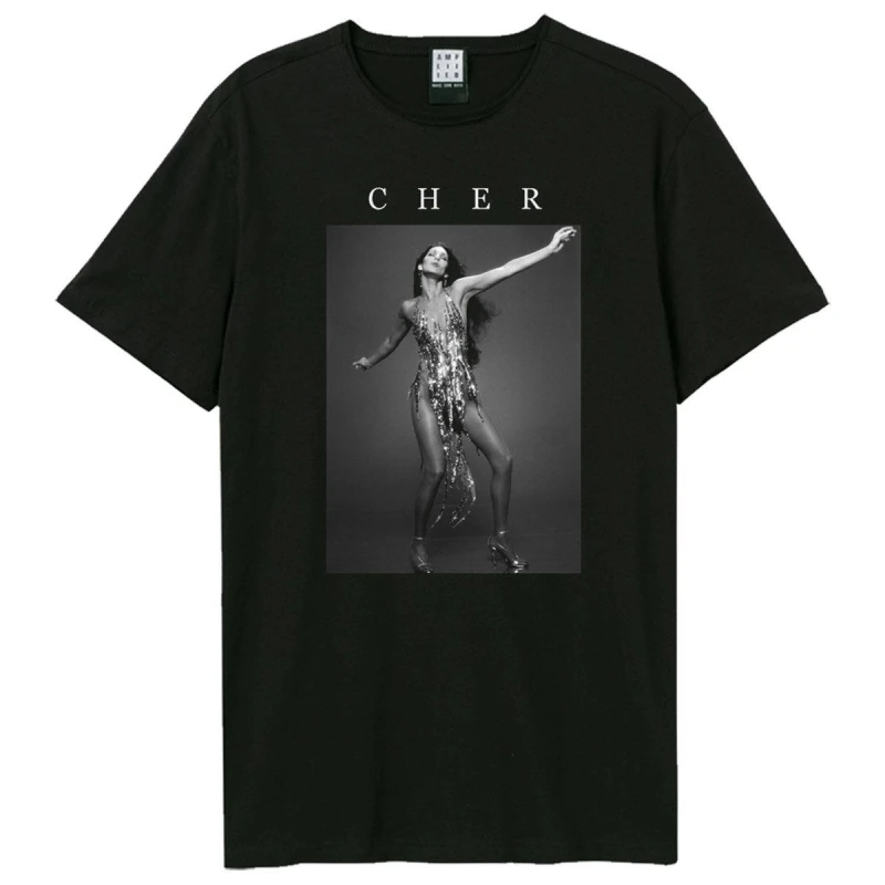 Image of Amplified Amplified Men 60s Portrait Cher T-Shirt in Black Size: X-Small Black XS Male 5063806980186