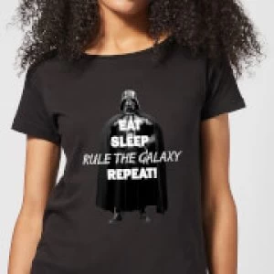 Image of Star Wars Eat Sleep Rule The Galaxy Repeat Womens T-Shirt - Black - 5XL