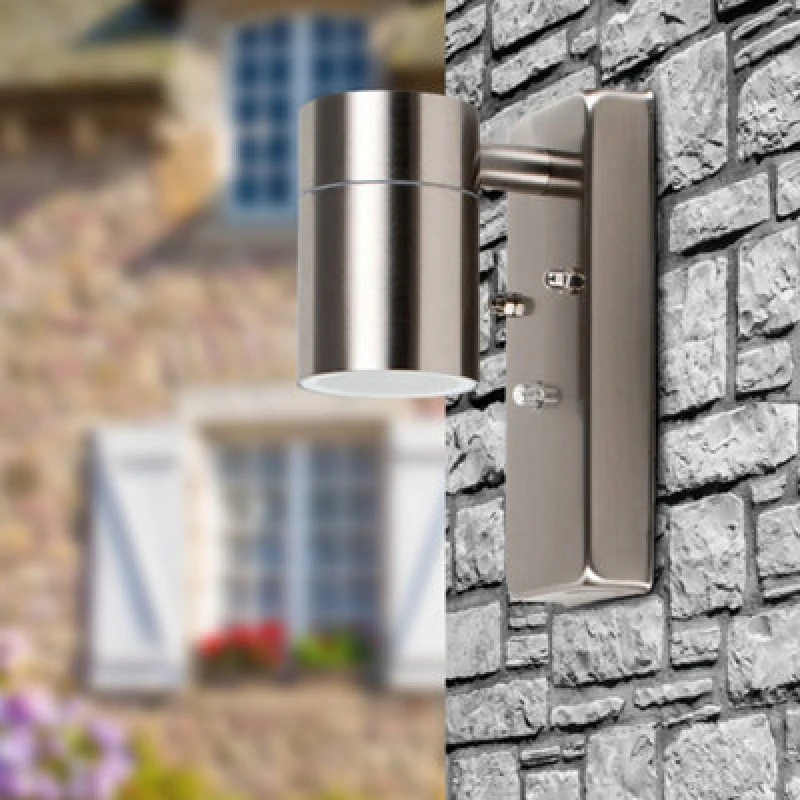 Image of ValueLights Barrow GU10 Dusk Till Dawn Down Light IP44 Wall Light With Cool White Bulb Silver