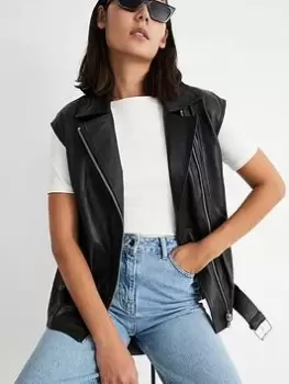 Image of Warehouse Open Neck Short Sleeve Top - White, Size S, Women