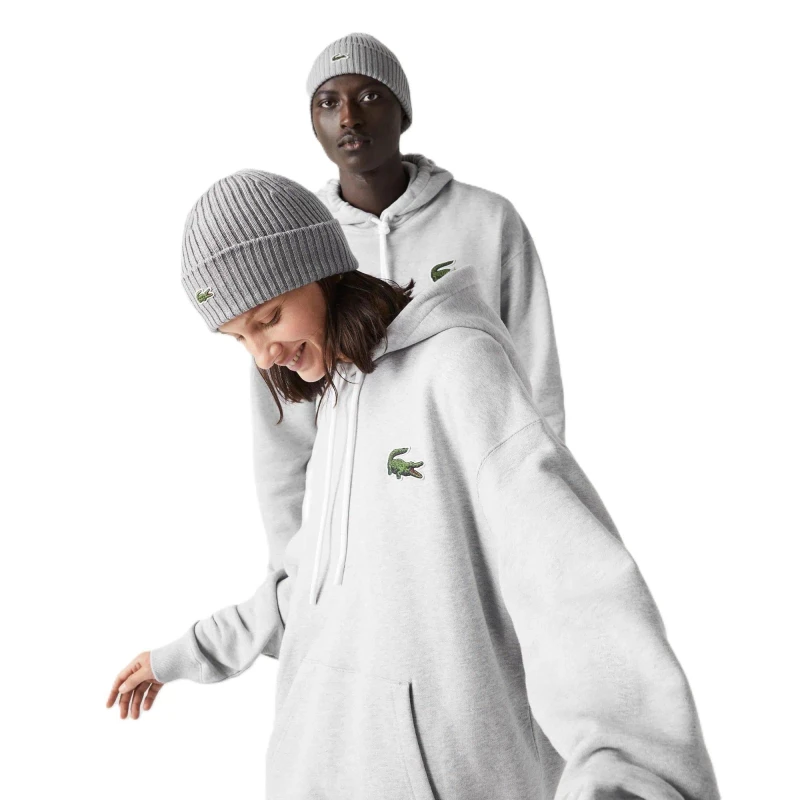 Image of Lacoste Mens Logo Pull Over Hoodie Silver Chine male 2XS