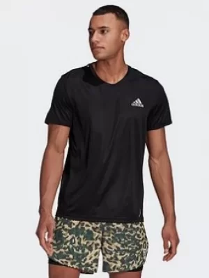 Image of adidas Fast Primeblue T-Shirt, Black/Silver, Size 2XL, Men