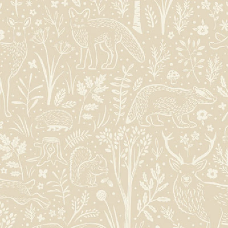 Image of Grandeco Native Woodland Animals Nursery Textured Wallpaper, Neutral