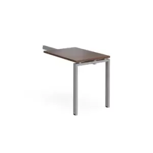 Image of Adapt add on unit single return desk 800mm x 600mm - silver frame and walnut top