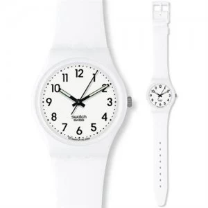 Image of Swatch Unisex Just White Plastic Watch - GW151O