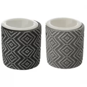 Image of Eden Grey Patterned Concrete Oil Burner with Ceramic Dish
