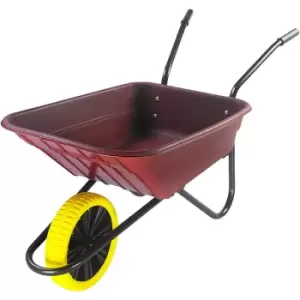 Image of The Walsall Wheelbarrow Company - 90 Litre Shire Heavy Duty Plastic Wheelbarrow o Burgundy o Puncture Proof Wheel