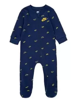 Image of Nike Baby Boys AOP Club Seasonal All In One, Dark Blue, Size 6 Months