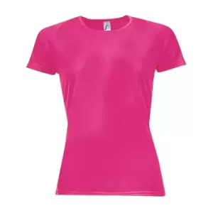Image of SOLS Womens/Ladies Sporty Short Sleeve T-Shirt (S) (Neon Pink)