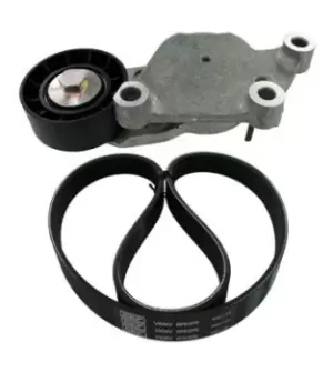 Image of SKF V-ribbed belt set VKMA 33043 Serpentine belt kit,Auxiliary belt kit FORD,PEUGEOT,CITROEN,Fiesta Mk6 Schragheck (JA8, JR8)