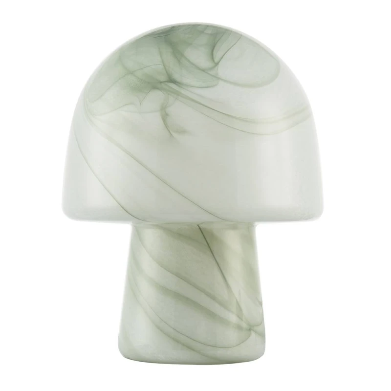 Image of Happy Homewares Modern Unique Green & White Marble Effect Glass Mushroom Table Lamp Green Unisex