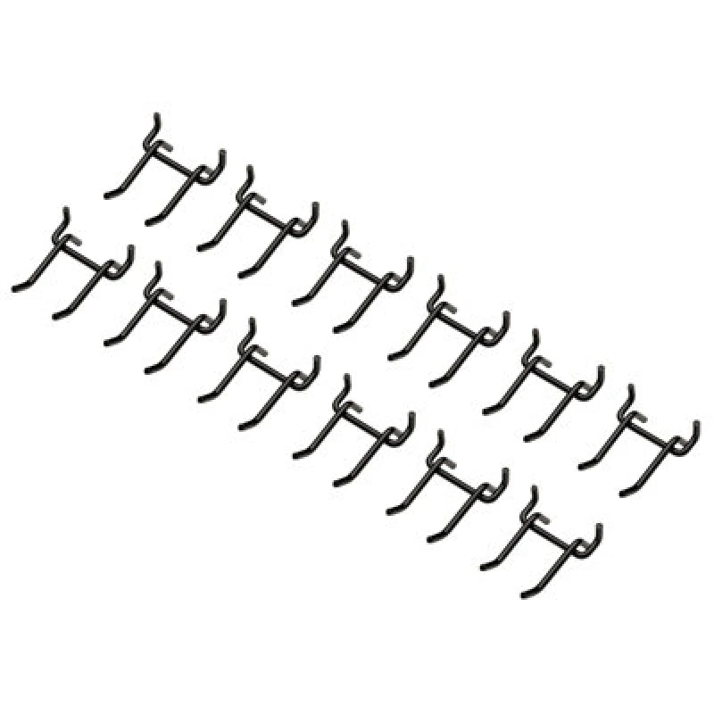 Image of Bunker Double Pegboard Storage Hooks Black Pack of 12 31682